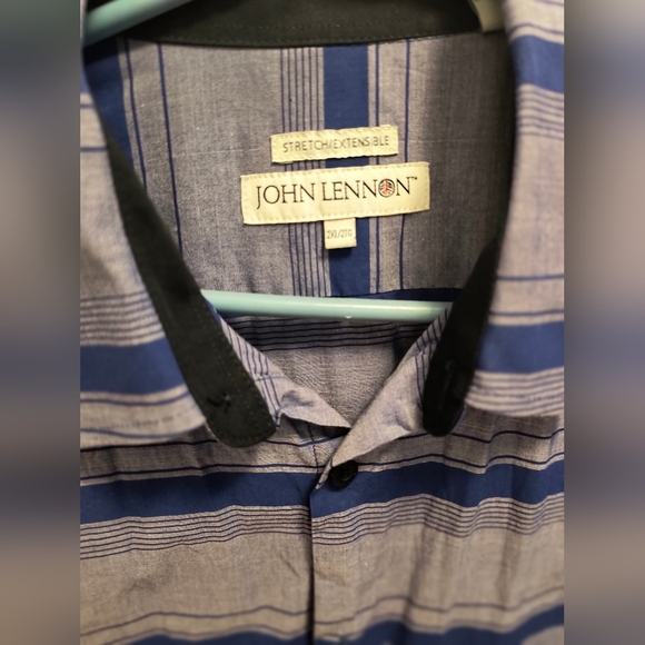John Lennon brand Men's Blue Striped Shirt - Picture 2 of 6
